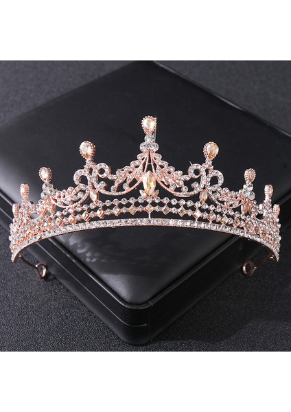 Gül Altın Gül Altın Rengi Kristal Tiaras ve Taçlar Taklidi Balo Prenses Diadem Düğün Gelin Saç Aksesuarları Takı Taç Tiara (Yurt Dışından)