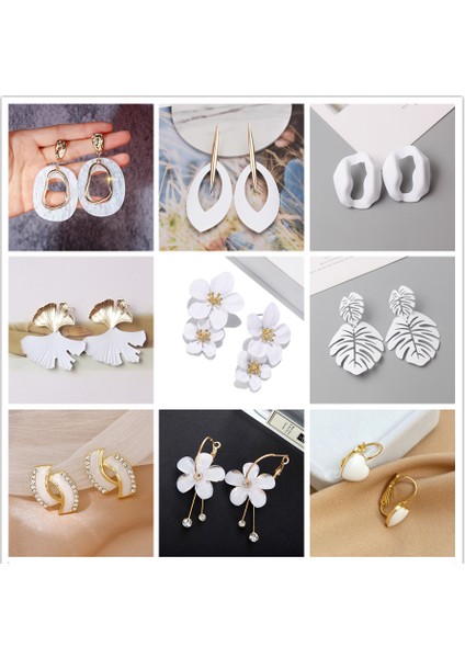 EK3748 Saf Beyaz Renk Papatya Kelebek Çiçek Dangle Küpe Kadınlar Için Orecchino Akrilik Su Damlası Kalp Romantik Düğün Takı (Yurt Dışından)