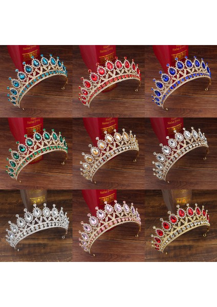 Altın Beyaz Düğün Kristal Gelin Tacı Taç Kraliçe Gelin Diadem Saç Süsler Kafa Takı Aksesuarları Kadınlar Için Pageant Başlığı (Yurt Dışından) fiyatları