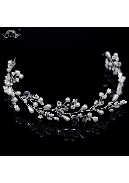GKY211 Gümüş Gelin Düğün Saç Aksesuarları Kristal Inci Bantlar Saç Vine Saç Süsler Gelin Nedime Headdress Hairband Takı (Yurt Dışından) fiyatları