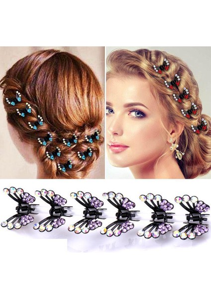 Menekşe Kelebek Tokalar Kadınlar Için Kaliteli Kristal Mini Saç Pençe Klipler Saç Süsleme Düğün Headdress Yengeç Saç Aksesuarları (Yurt Dışından) fiyatları