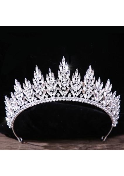 Stil Mn Gümüş Renk Gümüş Renk Kristal Taçlar ve Çelenkler Barok Vintage Taç Tiara Kadınlar Için Gelin Pageant Balo Diadem Düğün Saç Aksesuarları (Yurt Dışından) modelleri