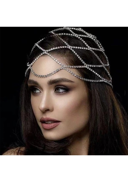 1 Siyah 2021 Içi Boş Yapay Elmas Örgü Başlığı Düğün Kafa Zinciri Takı Kadınlar Için Lüks Kristal Kafa Bandı Şapka Şapka Saç Aksesuarları (Yurt Dışından) modelleri
