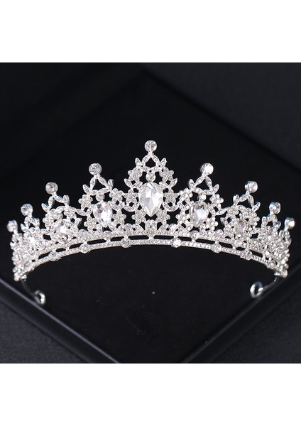 Gümüş Barok Vintage Kristal Rhinestone Tiaras ve Taçlar Diadems Bantlar Kadınlar Için Gelin Düğün Saç Aksesuarları Takı Bandı (Yurt Dışından)