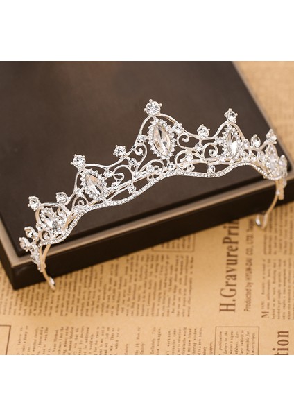 Gümüş Renk Trendy Kadın Kristal Taçlar Tiara Düğün Saç Aksesuarları Taç Gelin Tiaras ve Taçlar Saç Takı Düğün Saç Süsler (Yurt Dışından)