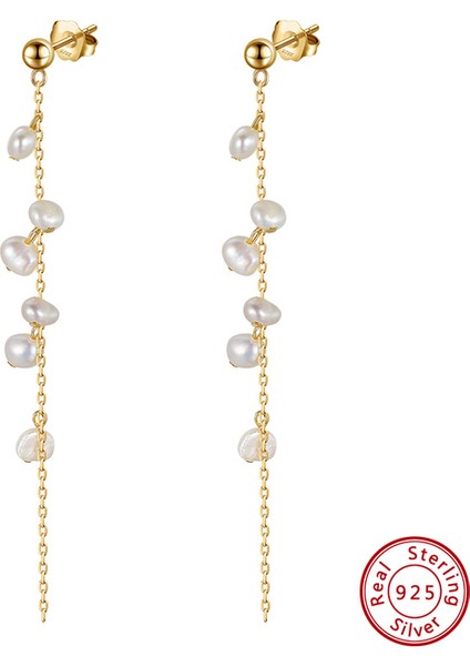 GPE08 Orsa Jewels Uzun Inci Küpeler Kadınlar Için 14 K Altın Kaplama Inci Püskül Küpe Gümüş Kulak Damlası Inci Takı GPE20 (Yurt Dışından)