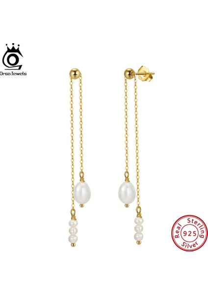 GPE08 Orsa Jewels Uzun Inci Küpeler Kadınlar Için 14 K Altın Kaplama Inci Püskül Küpe Gümüş Kulak Damlası Inci Takı GPE20 (Yurt Dışından) fiyatları