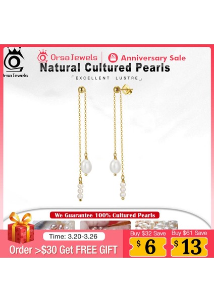 GPE08 Orsa Jewels Uzun Inci Küpeler Kadınlar Için 14 K Altın Kaplama Inci Püskül Küpe Gümüş Kulak Damlası Inci Takı GPE20 (Yurt Dışından) modelleri