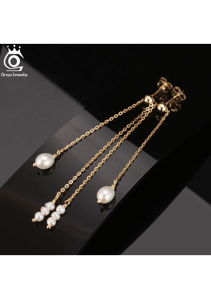 GPE08 Orsa Jewels Uzun Inci Küpeler Kadınlar Için 14 K Altın Kaplama Inci Püskül Küpe Gümüş Kulak Damlası Inci Takı GPE20 (Yurt Dışından) indirimleri