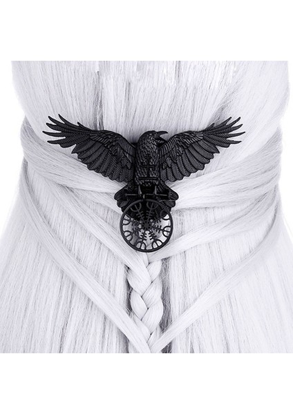 Firkete Benzersiz Viking Siyah Büyük Boy Karga Saç Tokası Aksesuarları Kadınlar Için 2022 Vintage Goth Punk Kuzgun Kanat Firkete Takı Haarschmuck (Yurt Dışından)