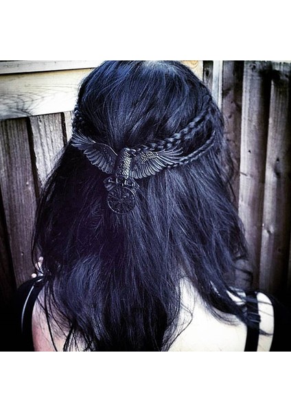 Firkete Benzersiz Viking Siyah Büyük Boy Karga Saç Tokası Aksesuarları Kadınlar Için 2022 Vintage Goth Punk Kuzgun Kanat Firkete Takı Haarschmuck (Yurt Dışından) fiyatları