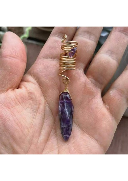 AD--0121 Ametist Loc Takı Seti, Kristal Dreadlock Takı, Dread Kollu Dreadlock Takı (Yurt Dışından)