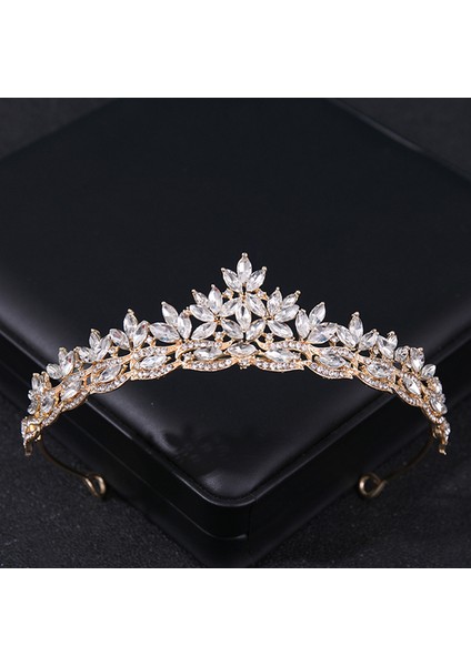 Altın Düğün Saç Tiara Kristal Gelin Tacı Taç Gümüş Renk Diadem Peçe Tiaras Düğün Saç Aksesuarları Başlıklar Kafa Takı (Yurt Dışından)