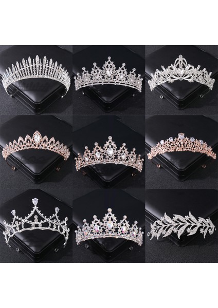 Altın Düğün Saç Tiara Kristal Gelin Tacı Taç Gümüş Renk Diadem Peçe Tiaras Düğün Saç Aksesuarları Başlıklar Kafa Takı (Yurt Dışından) fiyatları