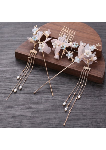 Stil 22 Çin Hanfu Saç Aksesuarları Set Uzun Saçaklı Vintage Tokalar Çiçek El Yapımı Saç Sopa Kadınlar Için Geleneksel Retro Takı (Yurt Dışından)