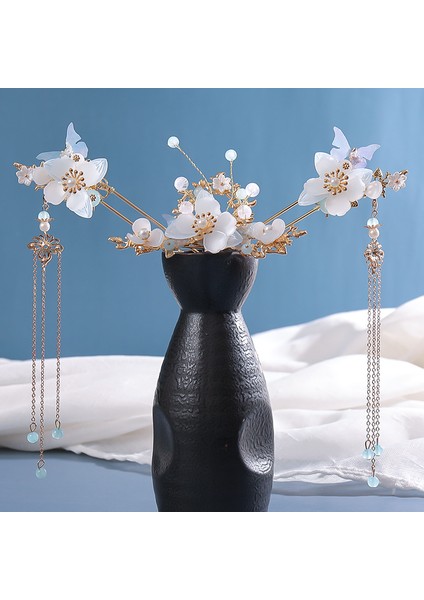 Stil 22 Çin Hanfu Saç Aksesuarları Set Uzun Saçaklı Vintage Tokalar Çiçek El Yapımı Saç Sopa Kadınlar Için Geleneksel Retro Takı (Yurt Dışından) fırsatları