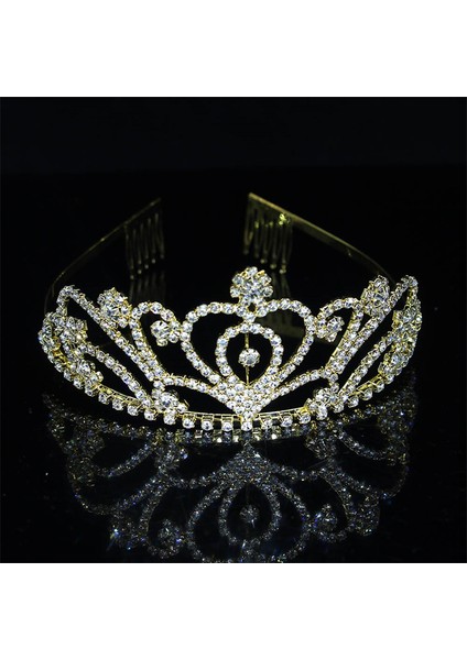 HG065 Düğün Gelin Prenses Avusturyalı Kristal Tiara Taç Peçe Saç Aksesuarı Kızlar Için Çocuk Tiara Taç Saç Takı (Yurt Dışından)