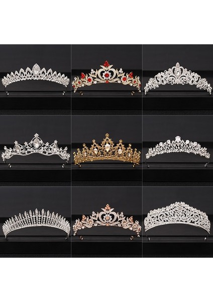 Gümüş Düğün Taç Saç Takı Gelin Saç Aksesuarları Kadın Barok Taç Rhinestones Kristal Tiaras Gelin Kraliçe Parti Taçlar Hediye (Yurt Dışından) fiyatları