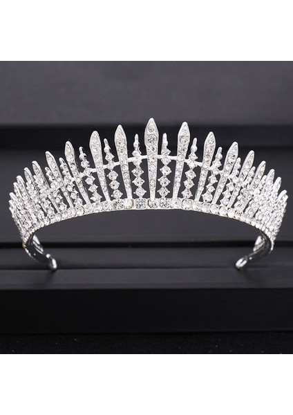 Gümüş Düğün Taç Saç Takı Gelin Saç Aksesuarları Kadın Barok Taç Rhinestones Kristal Tiaras Gelin Kraliçe Parti Taçlar Hediye (Yurt Dışından) indirimleri