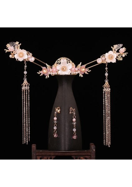 Stil 28 Çin Hanfu Saç Aksesuarları Set Uzun Saçaklı Vintage Tokalar Çiçek El Yapımı Saç Sopa Kadınlar Için Geleneksel Retro Takı (Yurt Dışından)