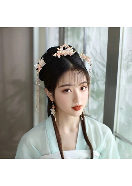 Stil 28 Çin Hanfu Saç Aksesuarları Set Uzun Saçaklı Vintage Tokalar Çiçek El Yapımı Saç Sopa Kadınlar Için Geleneksel Retro Takı (Yurt Dışından) modelleri