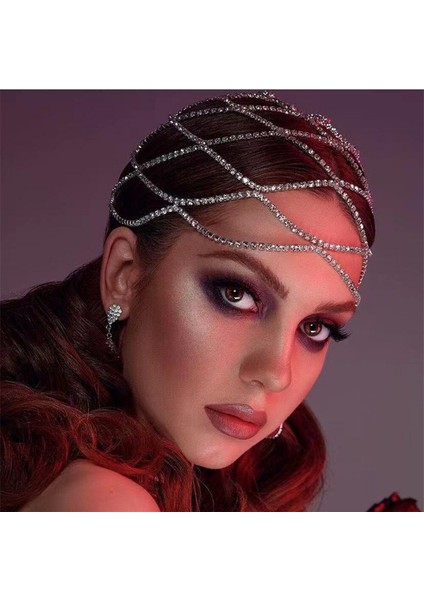 2 Gümüş 2021 Içi Boş Yapay Elmas Örgü Başlığı Düğün Kafa Zinciri Takı Kadınlar Için Lüks Kristal Kafa Bandı Şapka Şapka Saç Aksesuarları (Yurt Dışından) fiyatları