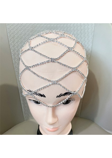 2 Gümüş 2021 Içi Boş Yapay Elmas Örgü Başlığı Düğün Kafa Zinciri Takı Kadınlar Için Lüks Kristal Kafa Bandı Şapka Şapka Saç Aksesuarları (Yurt Dışından) fırsatları