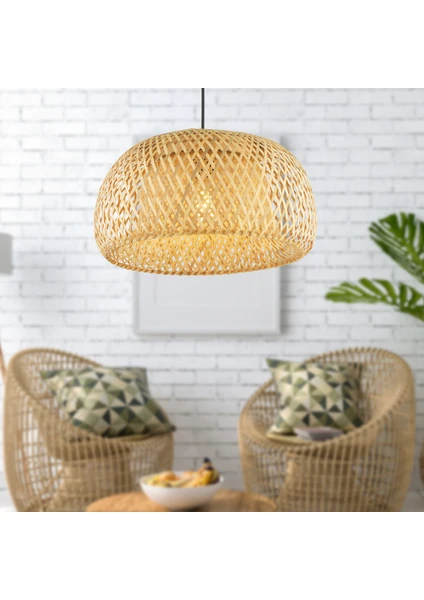 Briella Tekli Rattan Modern Tasarım Oturma Odası Avize