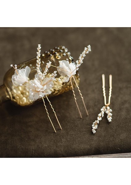 D Gelin Takı Çiçek Çiçek Başlıklar Headdress Inci Saç Klipleri Pimleri Kadın Kız Nedime Firkete Gelin Düğün Aksesuarları (Yurt Dışından) modelleri