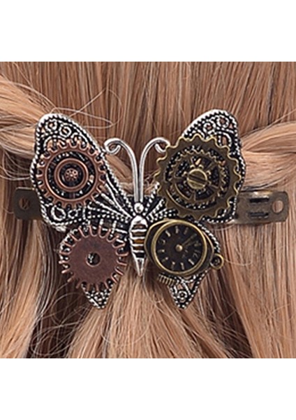 01 Steampunk Saç Aksesuarları Vintage El Yapımı Metal Saç Klipleri Hairgrips Tokalarım Dişli Kelebek Saat Dekorasyon Kadınlar Için (Yurt Dışından)