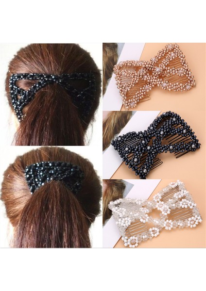 Stil 1 Yeni Kadın Tarak Saç Aksesuarları Inci Boncuklu Elastik Saç Pençe Firkete Sihirli Tarak Up-Do Saç Modeli Bun Maker Aracı At Kuyruğu Saç Modeli (Yurt Dışından) fiyatları