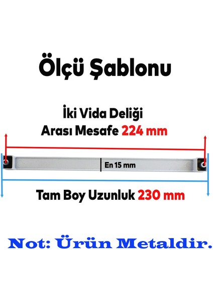 Mobilya Mutfak Dolabı Banyo Çekmece Dolap Kapak Kulpu Kulbu Beyaz 224 mm Metal Kulp
