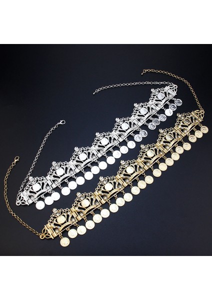 TL0006SARI Sunspicems Alın Zinciri Cezayir Saç Zinciri Saç Ürünleri Hairband Altın Renk Napolyon Paraları Püskül Saç Aksesuarı Gelin Takı Hediye (Yurt Dışından) fırsatları