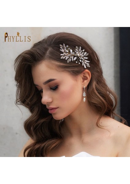 A53-GÜMÜŞ A83 Alaşım Yapraklar Altın Gelin Tarak Düğün Saç Aksesuarları Inci Düğün Başlığı Kristal Rhinestones Saç Klipler Kadın Taç (Yurt Dışından) fiyatları