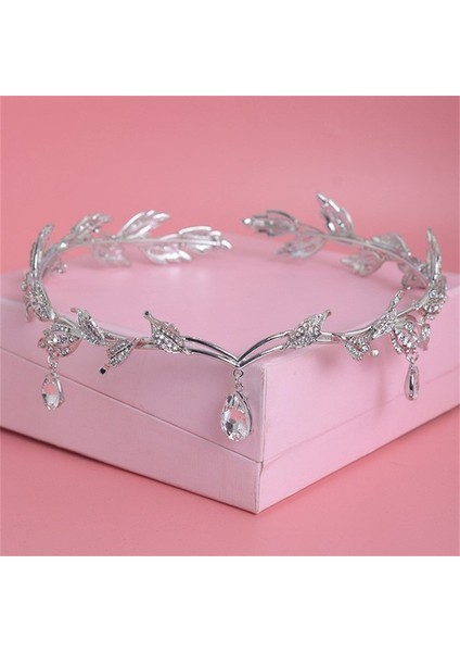 Gümüş Düğün Saç Tiara Kristal Gelin Tacı Taç Gümüş Renk Diadem Peçe Tiaras Düğün Saç Aksesuarları Başlıklar Kafa Takı (Yurt Dışından) fiyatları