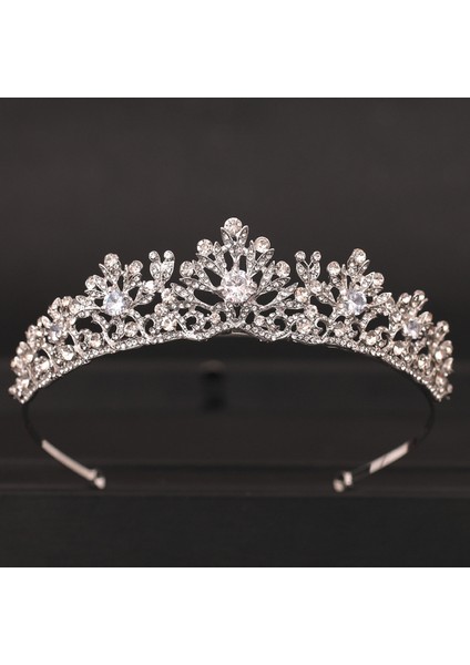 Gümüş Düğün Taç Saç Takı Gelin Saç Aksesuarları Kadın Barok Taç Rhinestones Kristal Tiaras Gelin Kraliçe Parti Taçlar Hediye (Yurt Dışından)