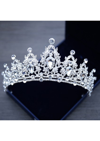 Gümüş Düğün Saç Tiara Kristal Gelin Tacı Taç Gümüş Renk Diadem Peçe Tiaras Düğün Saç Aksesuarları Başlıklar Kafa Takı (Yurt Dışından) fiyatları