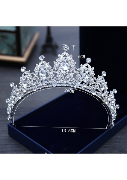 Gümüş Düğün Saç Tiara Kristal Gelin Tacı Taç Gümüş Renk Diadem Peçe Tiaras Düğün Saç Aksesuarları Başlıklar Kafa Takı (Yurt Dışından) modelleri