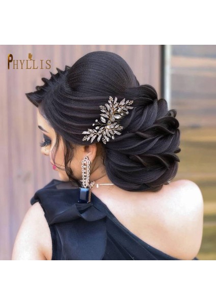 A510-GOLD A83 Alaşım Yapraklar Altın Gelin Tarak Düğün Saç Aksesuarları Inci Düğün Başlığı Kristal Rhinestones Saç Klipler Kadın Taç (Yurt Dışından) indirimleri