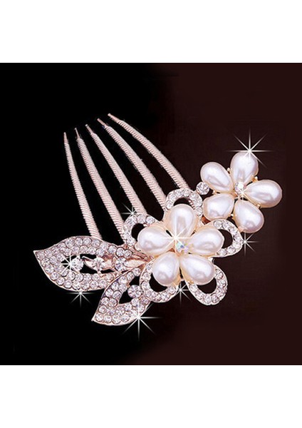 P Trendy Rhinestone Saç Klipler Düğün Gelin Sahte Inciler Çiçek Tavuskuşu Saç Taraklar Kore Moda Kristal Kız Firkete Hediyeler (Yurt Dışından) fiyatları