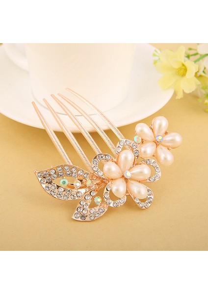 P Trendy Rhinestone Saç Klipler Düğün Gelin Sahte Inciler Çiçek Tavuskuşu Saç Taraklar Kore Moda Kristal Kız Firkete Hediyeler (Yurt Dışından) fırsatları