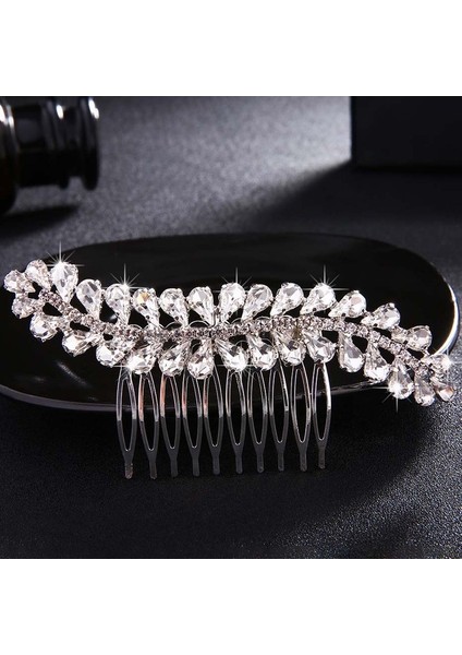 HS-J3992-GÜMÜŞ Qyy Moda Kristal Düğün Saç Aksesuarları Tokalar Gelin Saç Takı Taklidi Kadın Saç Tokası Klipler Başlıklar (Yurt Dışından)