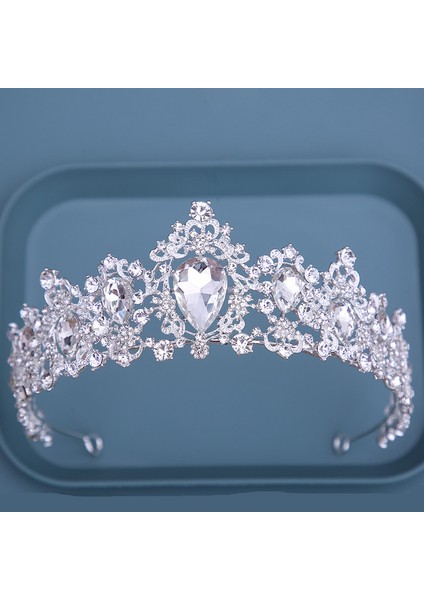 Stil L Gümüş Renk Çeşitli Gümüş Renk Kristal Taçlar Gelin Tiaras Moda Kraliçe Taklidi Diadem Cz Başlığı Düğün Saç Takı Aksesuarları (Yurt Dışından)