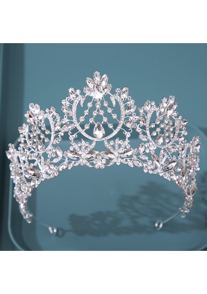 Stil L Gümüş Renk Çeşitli Gümüş Renk Kristal Taçlar Gelin Tiaras Moda Kraliçe Taklidi Diadem Cz Başlığı Düğün Saç Takı Aksesuarları (Yurt Dışından) fırsatları