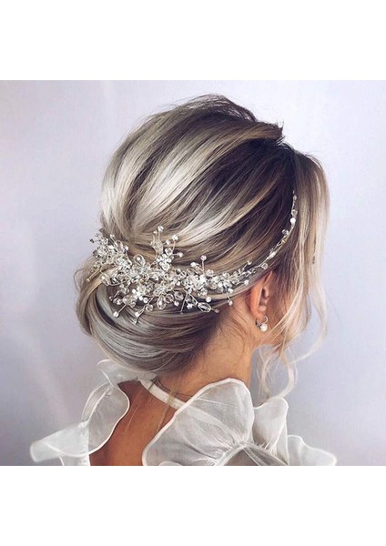GKYTS960 Gümüş Inci Kristal Düğün Saç Combs Saç Aksesuarları Gelin Çiçek Başlığı Bantlar Kadınlar Gelin Saç Süsler Takı (Yurt Dışından) fiyatları