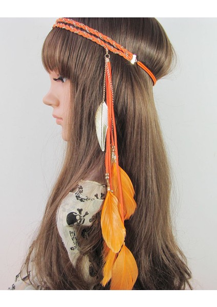 YLHJ718G Hint Beyaz Tüy Bandı Headdress Saç Halat Şapkalar Tribal Hippi El Yapımı Saç Aksesuarları Kadınlar Için (Yurt Dışından)