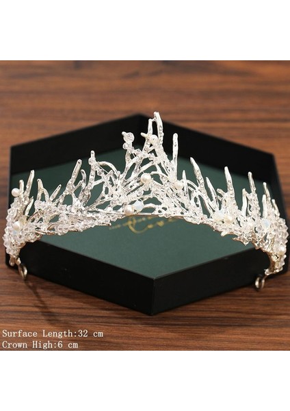 Gümüş Gümüş Renk Taç ve Tiara Düğün Saç Aksesuarları Kadınlar Için Taç Gelin Kristal Rhinestone Diadema Tiaras Gelin Taç (Yurt Dışından)