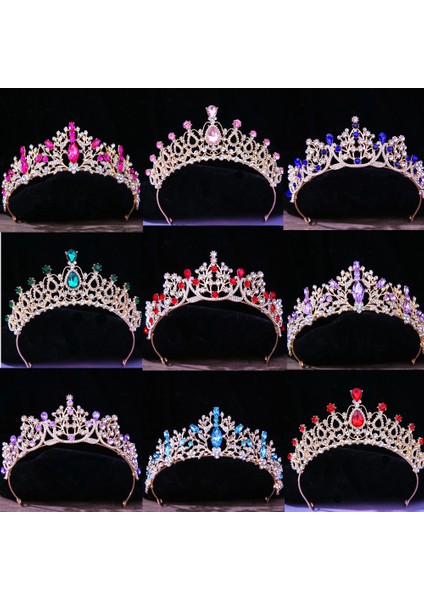 Gümüş Mavi Dıezı Barok Vintage Prenses Kraliçe Gelin Taç Şapkalar Kristal Tiara Kadınlar Için Düğün Taç Saç Elbise Aksesuarları Takı (Yurt Dışından) fiyatları