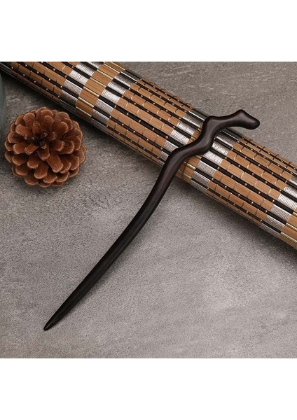 Stil 2 Siyah Sandal Ağacı El Oyma Antik Çin Firkete Kadın Hanfu Elbise Cosplay Ahşap Saç Çatal Sarmal Saç Şekillendirici Takı (Yurt Dışından)