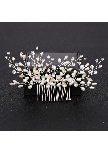 Gümüş Gümüş Renk Inci Kristal Düğün Saç Combs Saç Aksesuarları Gelin Çiçek Başlığı Kadın Gelin Saç Süsler Takı (Yurt Dışından) fırsatları